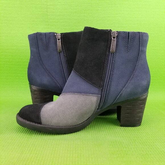 ✅Earth MALTA Black Multi Suede Ankle Booties Heel Side-Zip Womens 9.5B Shoe - Picture 9 of 11